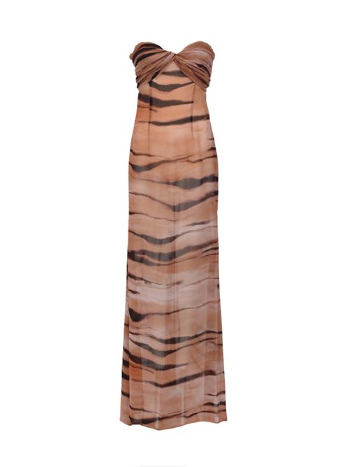 Abito Red Carpet in chiffon con stampa tigre Elisabetta Franchi | ABR5562E2470